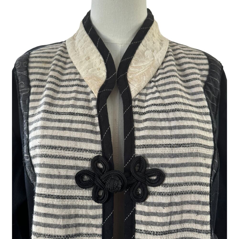 Vintage A La Mode Patchwork Jacket Black Cream Fr… - image 4